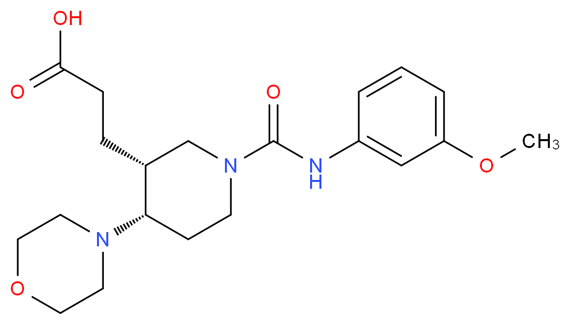3-((3R*,4S*)-1-{[(3-methoxyphenyl)amino]carbonyl}-4-morpholin-4-ylpiperidin-3-yl)propanoic acid_Molecular_structure_CAS_)