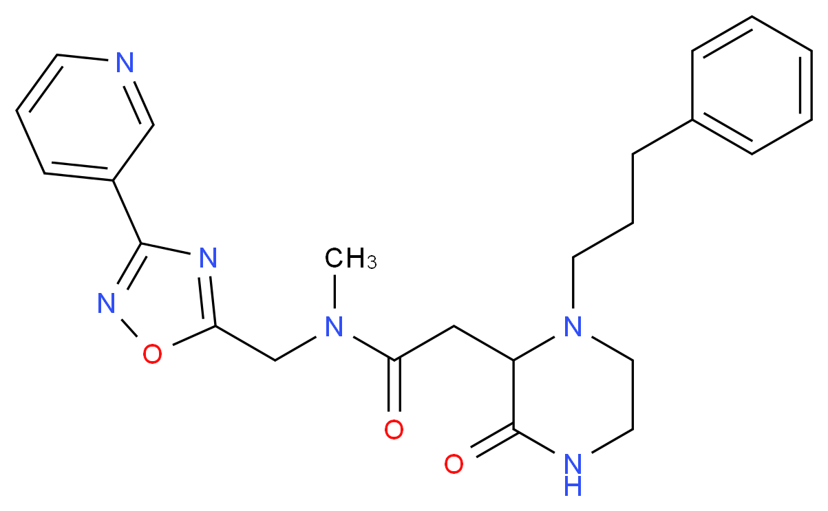 N-methyl-2-[3-oxo-1-(3-phenylpropyl)-2-piperazinyl]-N-{[3-(3-pyridinyl)-1,2,4-oxadiazol-5-yl]methyl}acetamide_Molecular_structure_CAS_)