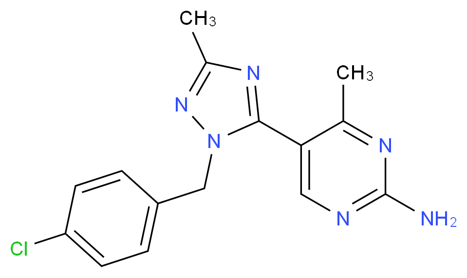 5-[1-(4-chlorobenzyl)-3-methyl-1H-1,2,4-triazol-5-yl]-4-methylpyrimidin-2-amine_Molecular_structure_CAS_)