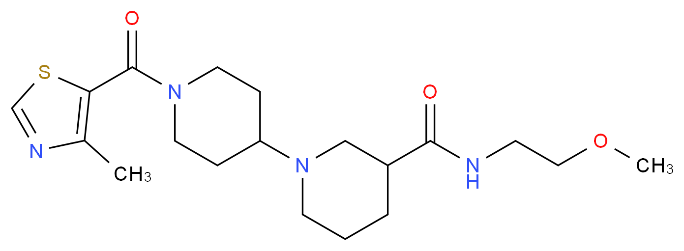 N-(2-methoxyethyl)-1'-[(4-methyl-1,3-thiazol-5-yl)carbonyl]-1,4'-bipiperidine-3-carboxamide_Molecular_structure_CAS_)