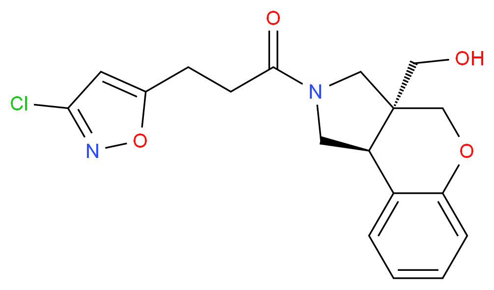 [(3aS*,9bS*)-2-[3-(3-chloroisoxazol-5-yl)propanoyl]-1,2,3,9b-tetrahydrochromeno[3,4-c]pyrrol-3a(4H)-yl]methanol_Molecular_structure_CAS_)