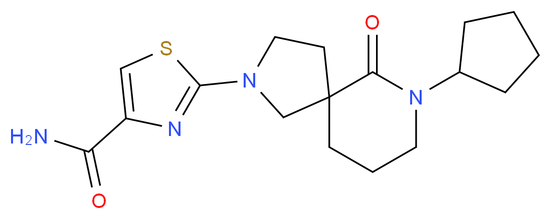 2-(7-cyclopentyl-6-oxo-2,7-diazaspiro[4.5]dec-2-yl)-1,3-thiazole-4-carboxamide_Molecular_structure_CAS_)