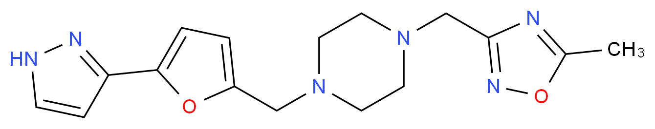 1-[(5-methyl-1,2,4-oxadiazol-3-yl)methyl]-4-{[5-(1H-pyrazol-3-yl)-2-furyl]methyl}piperazine_Molecular_structure_CAS_)