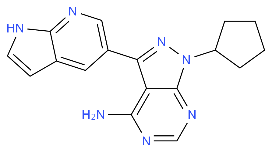 1-cyclopentyl-3-(1H-pyrrolo[2,3-b]pyridin-5-yl)-1H-pyrazolo[3,4-d]pyrimidin-4-amine_Molecular_structure_CAS_)