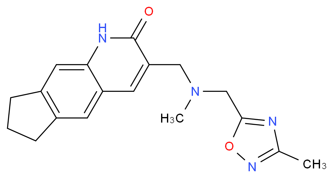 3-({methyl[(3-methyl-1,2,4-oxadiazol-5-yl)methyl]amino}methyl)-1,6,7,8-tetrahydro-2H-cyclopenta[g]quinolin-2-one_Molecular_structure_CAS_)