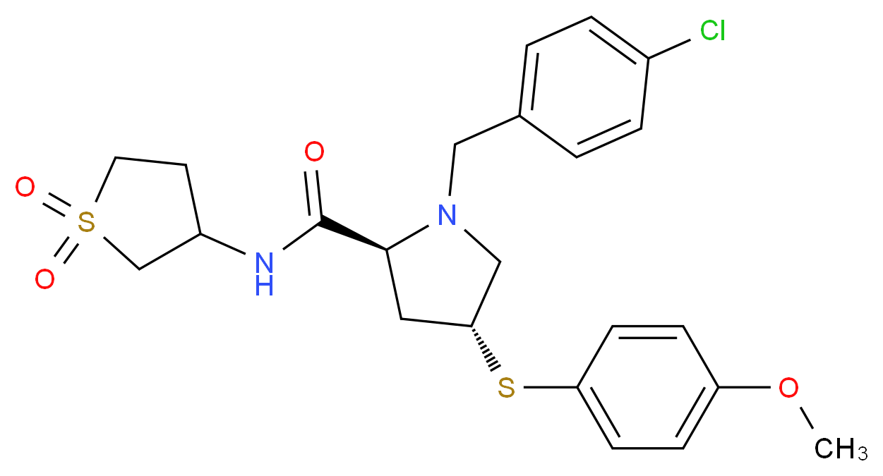 (4R)-1-(4-chlorobenzyl)-N-(1,1-dioxidotetrahydro-3-thienyl)-4-[(4-methoxyphenyl)thio]-L-prolinamide_Molecular_structure_CAS_)