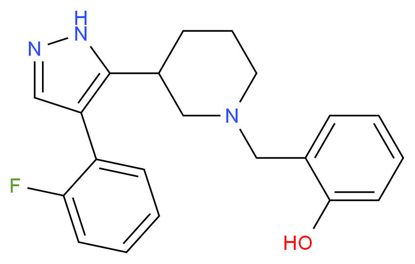 2-({3-[4-(2-fluorophenyl)-1H-pyrazol-5-yl]-1-piperidinyl}methyl)phenol_Molecular_structure_CAS_)