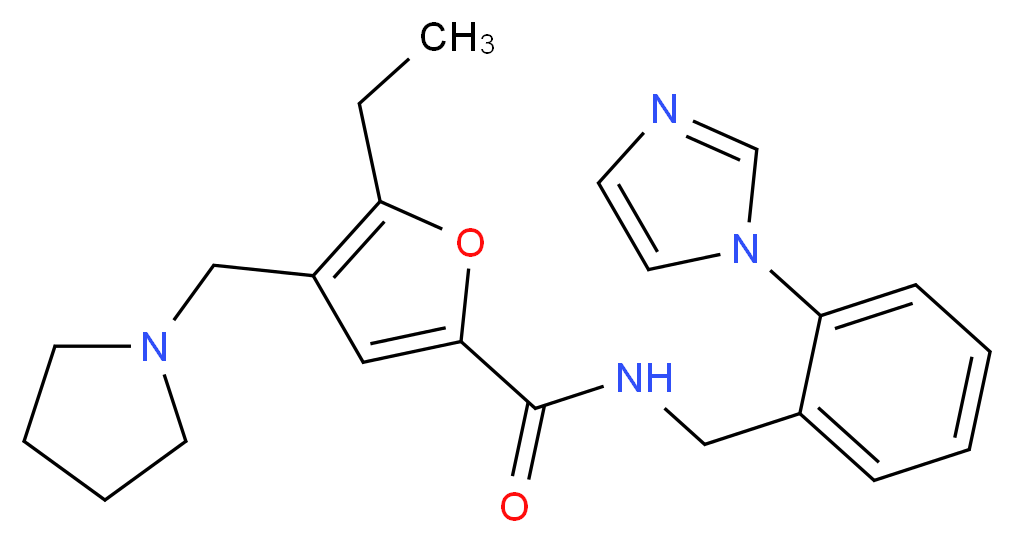 5-ethyl-N-[2-(1H-imidazol-1-yl)benzyl]-4-(pyrrolidin-1-ylmethyl)-2-furamide_Molecular_structure_CAS_)
