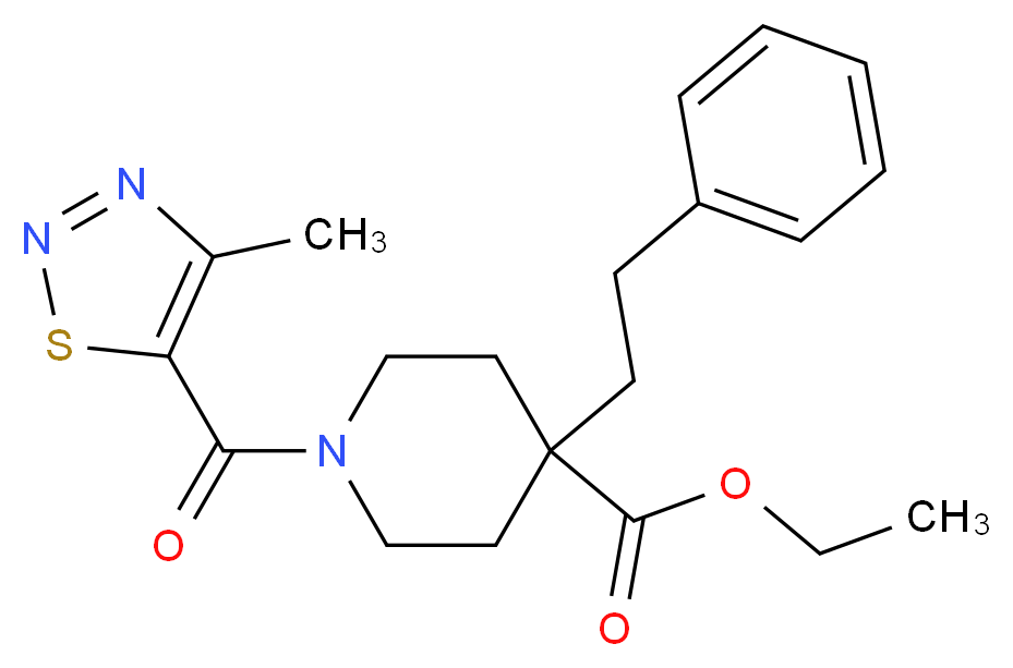 ethyl 1-[(4-methyl-1,2,3-thiadiazol-5-yl)carbonyl]-4-(2-phenylethyl)-4-piperidinecarboxylate_Molecular_structure_CAS_)