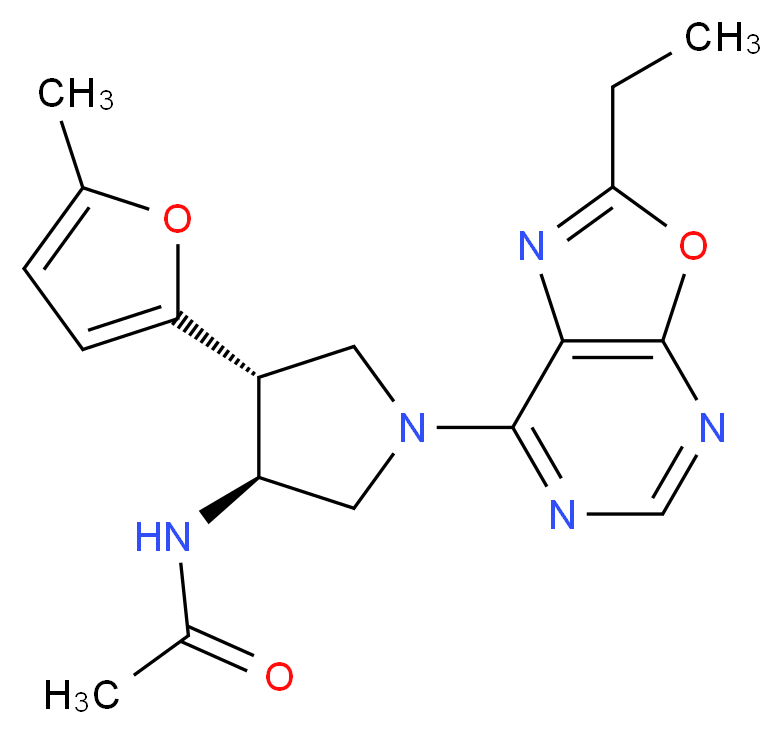 N-[(3S*,4R*)-1-(2-ethyl[1,3]oxazolo[5,4-d]pyrimidin-7-yl)-4-(5-methyl-2-furyl)-3-pyrrolidinyl]acetamide_Molecular_structure_CAS_)