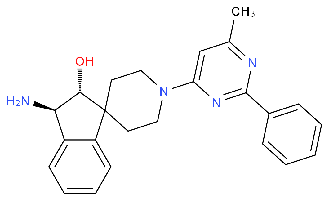 (2R*,3R*)-3-amino-1'-(6-methyl-2-phenyl-4-pyrimidinyl)-2,3-dihydrospiro[indene-1,4'-piperidin]-2-ol_Molecular_structure_CAS_)