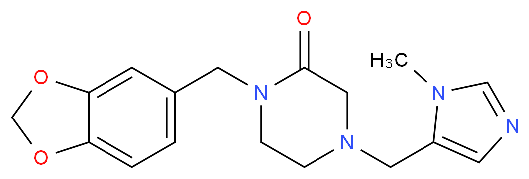 1-(1,3-benzodioxol-5-ylmethyl)-4-[(1-methyl-1H-imidazol-5-yl)methyl]piperazin-2-one_Molecular_structure_CAS_)