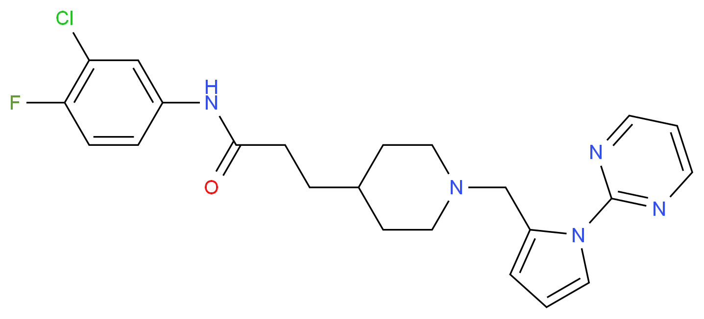 N-(3-chloro-4-fluorophenyl)-3-(1-{[1-(2-pyrimidinyl)-1H-pyrrol-2-yl]methyl}-4-piperidinyl)propanamide_Molecular_structure_CAS_)
