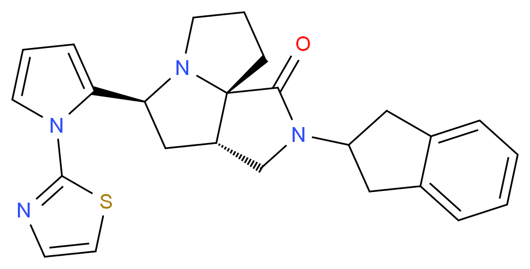 (3aS*,5S*,9aS*)-2-(2,3-dihydro-1H-inden-2-yl)-5-[1-(1,3-thiazol-2-yl)-1H-pyrrol-2-yl]hexahydro-7H-pyrrolo[3,4-g]pyrrolizin-1(2H)-one_Molecular_structure_CAS_)