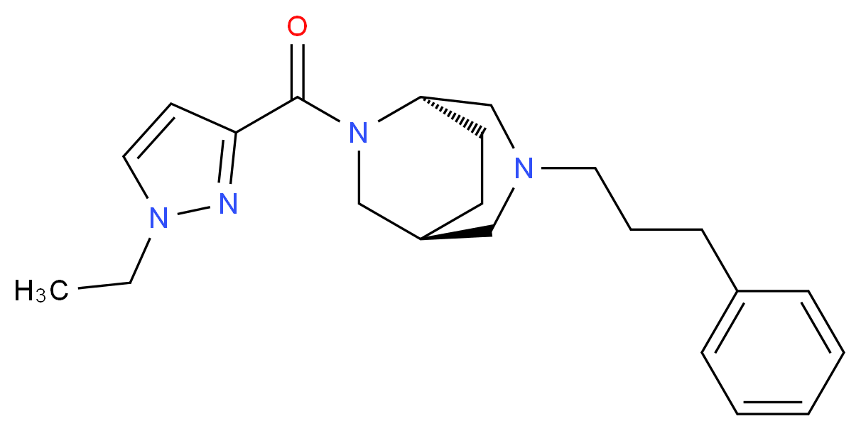 (1S*,5R*)-6-[(1-ethyl-1H-pyrazol-3-yl)carbonyl]-3-(3-phenylpropyl)-3,6-diazabicyclo[3.2.2]nonane_Molecular_structure_CAS_)