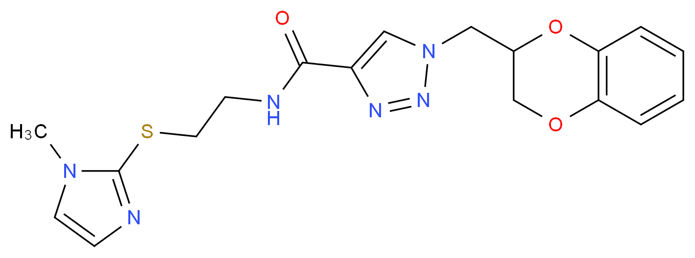 1-(2,3-dihydro-1,4-benzodioxin-2-ylmethyl)-N-{2-[(1-methyl-1H-imidazol-2-yl)thio]ethyl}-1H-1,2,3-triazole-4-carboxamide_Molecular_structure_CAS_)