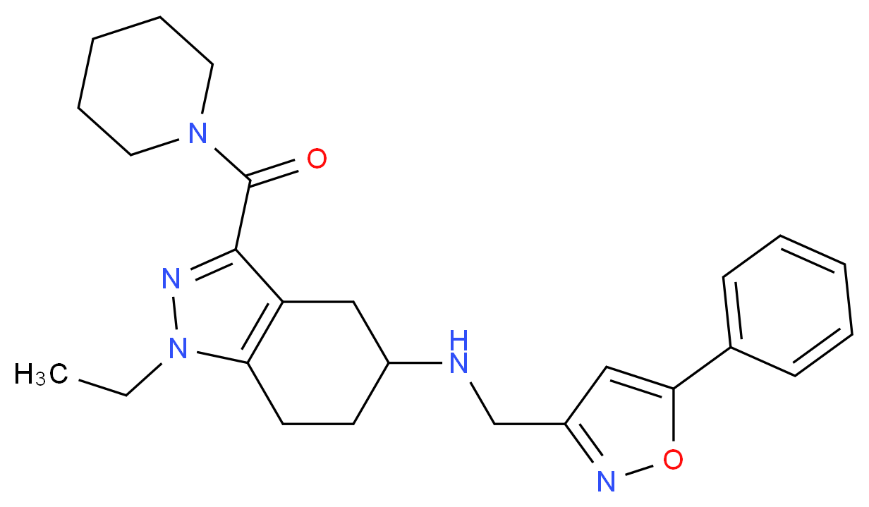 1-ethyl-N-[(5-phenyl-3-isoxazolyl)methyl]-3-(1-piperidinylcarbonyl)-4,5,6,7-tetrahydro-1H-indazol-5-amine_Molecular_structure_CAS_)