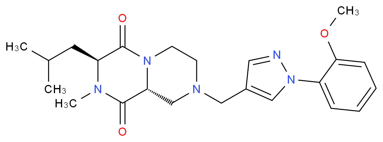 (3S,9aR)-3-isobutyl-8-{[1-(2-methoxyphenyl)-1H-pyrazol-4-yl]methyl}-2-methyltetrahydro-2H-pyrazino[1,2-a]pyrazine-1,4(3H,6H)-dione_Molecular_structure_CAS_)