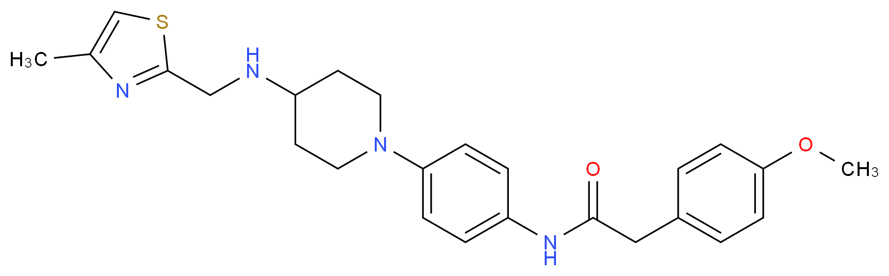 2-(4-methoxyphenyl)-N-[4-(4-{[(4-methyl-1,3-thiazol-2-yl)methyl]amino}-1-piperidinyl)phenyl]acetamide_Molecular_structure_CAS_)