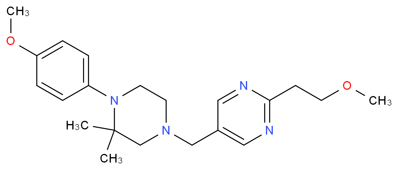 2-(2-methoxyethyl)-5-{[4-(4-methoxyphenyl)-3,3-dimethyl-1-piperazinyl]methyl}pyrimidine_Molecular_structure_CAS_)