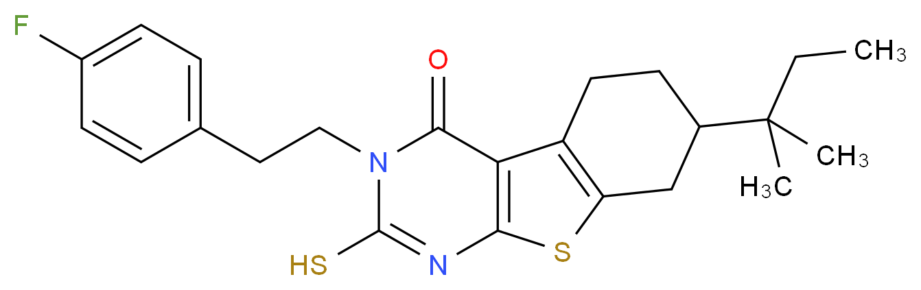 7-(1,1-Dimethyl-propyl)-3-[2-(4-fluoro-phenyl)-ethyl]-2-mercapto-5,6,7,8-tetrahydro-3H-benzo[4,5]thieno[2,3-d]pyrimidin-4-one_Molecular_structure_CAS_)