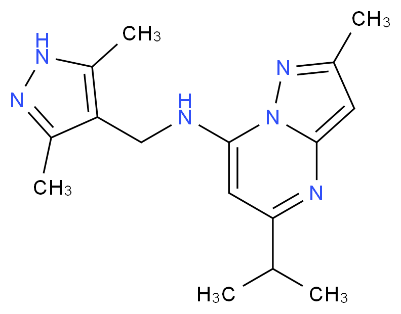 N-[(3,5-dimethyl-1H-pyrazol-4-yl)methyl]-5-isopropyl-2-methylpyrazolo[1,5-a]pyrimidin-7-amine_Molecular_structure_CAS_)