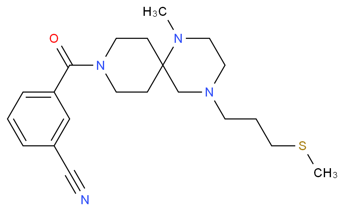 3-({1-methyl-4-[3-(methylthio)propyl]-1,4,9-triazaspiro[5.5]undec-9-yl}carbonyl)benzonitrile_Molecular_structure_CAS_)