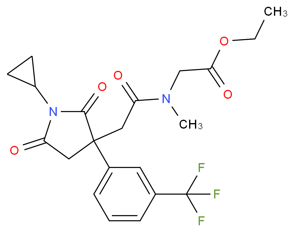 ethyl N-({1-cyclopropyl-2,5-dioxo-3-[3-(trifluoromethyl)phenyl]-3-pyrrolidinyl}acetyl)-N-methylglycinate_Molecular_structure_CAS_)