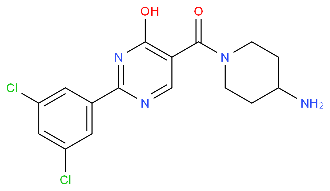 5-[(4-aminopiperidin-1-yl)carbonyl]-2-(3,5-dichlorophenyl)pyrimidin-4-ol_Molecular_structure_CAS_)