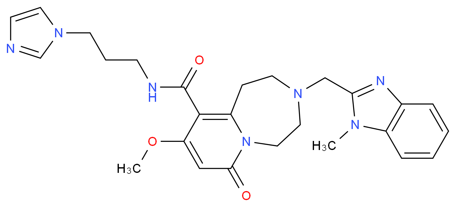 N-[3-(1H-imidazol-1-yl)propyl]-9-methoxy-3-[(1-methyl-1H-benzimidazol-2-yl)methyl]-7-oxo-1,2,3,4,5,7-hexahydropyrido[1,2-d][1,4]diazepine-10-carboxamide_Molecular_structure_CAS_)