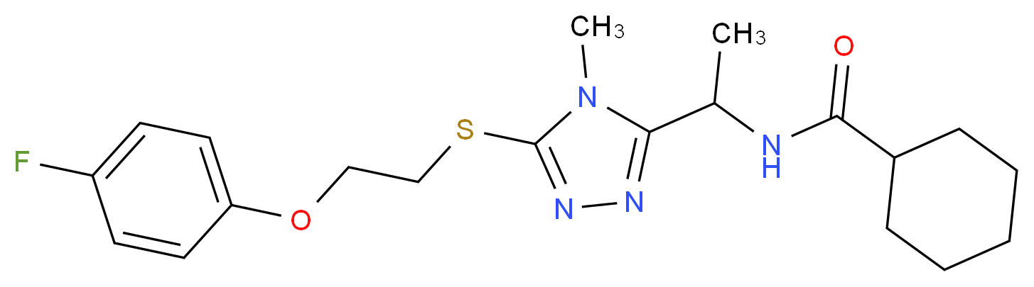 N-[1-(5-{[2-(4-fluorophenoxy)ethyl]thio}-4-methyl-4H-1,2,4-triazol-3-yl)ethyl]cyclohexanecarboxamide_Molecular_structure_CAS_)