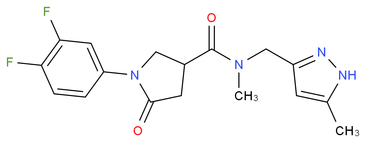 1-(3,4-difluorophenyl)-N-methyl-N-[(5-methyl-1H-pyrazol-3-yl)methyl]-5-oxo-3-pyrrolidinecarboxamide_Molecular_structure_CAS_)