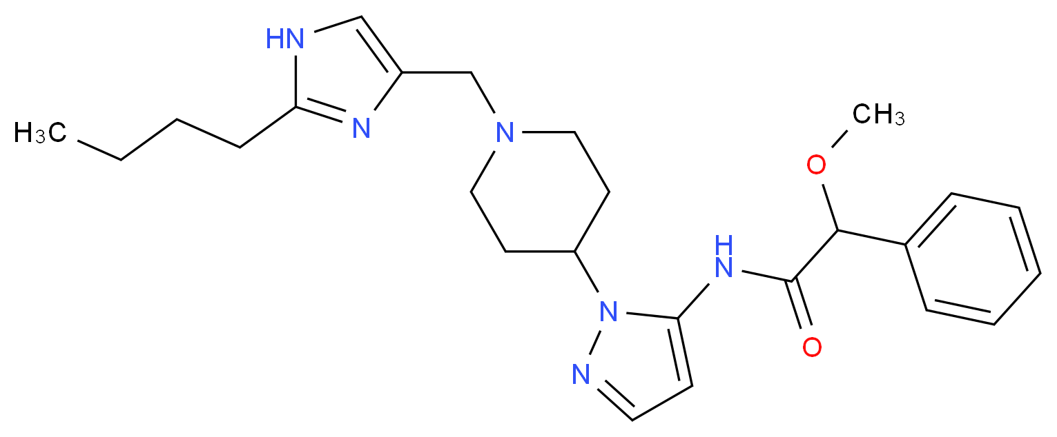 N-(1-{1-[(2-butyl-1H-imidazol-4-yl)methyl]-4-piperidinyl}-1H-pyrazol-5-yl)-2-methoxy-2-phenylacetamide_Molecular_structure_CAS_)
