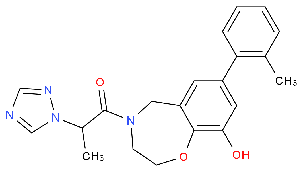 7-(2-methylphenyl)-4-[2-(1H-1,2,4-triazol-1-yl)propanoyl]-2,3,4,5-tetrahydro-1,4-benzoxazepin-9-ol_Molecular_structure_CAS_)