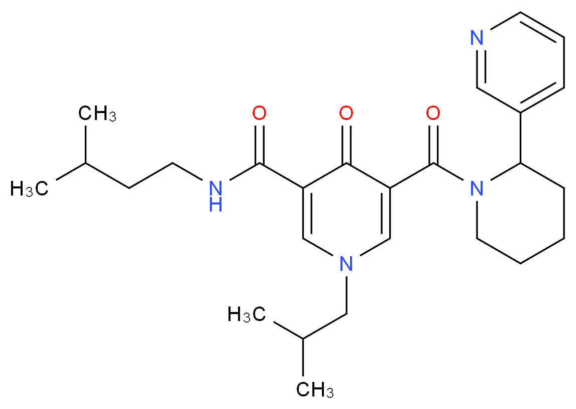 1-isobutyl-N-(3-methylbutyl)-4-oxo-5-{[2-(3-pyridinyl)-1-piperidinyl]carbonyl}-1,4-dihydro-3-pyridinecarboxamide_Molecular_structure_CAS_)