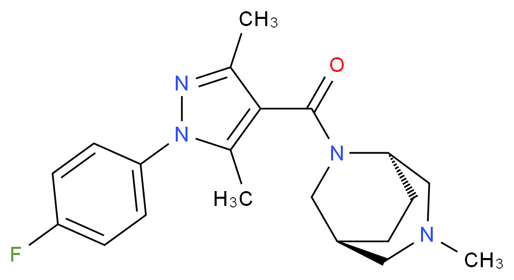 (1S*,5R*)-6-{[1-(4-fluorophenyl)-3,5-dimethyl-1H-pyrazol-4-yl]carbonyl}-3-methyl-3,6-diazabicyclo[3.2.2]nonane_Molecular_structure_CAS_)