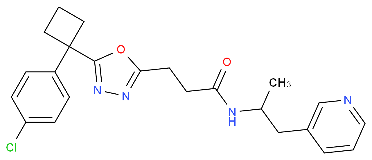 3-{5-[1-(4-chlorophenyl)cyclobutyl]-1,3,4-oxadiazol-2-yl}-N-[1-methyl-2-(3-pyridinyl)ethyl]propanamide_Molecular_structure_CAS_)