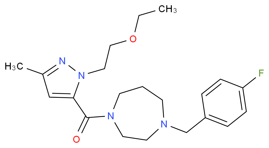 1-{[1-(2-ethoxyethyl)-3-methyl-1H-pyrazol-5-yl]carbonyl}-4-(4-fluorobenzyl)-1,4-diazepane_Molecular_structure_CAS_)