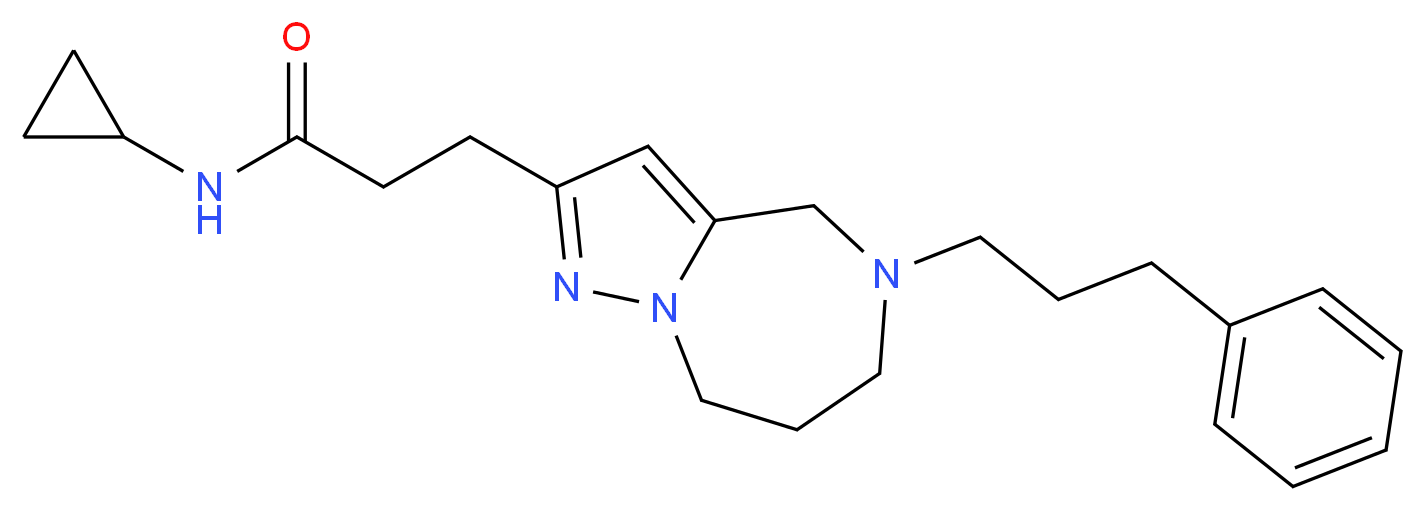 N-cyclopropyl-3-[5-(3-phenylpropyl)-5,6,7,8-tetrahydro-4H-pyrazolo[1,5-a][1,4]diazepin-2-yl]propanamide_Molecular_structure_CAS_)