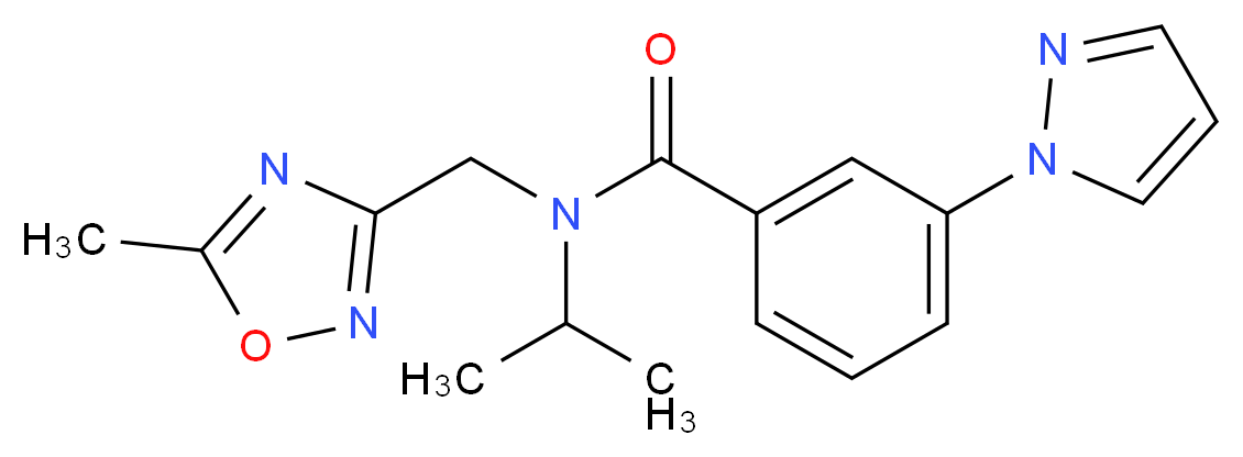 N-isopropyl-N-[(5-methyl-1,2,4-oxadiazol-3-yl)methyl]-3-(1H-pyrazol-1-yl)benzamide_Molecular_structure_CAS_)