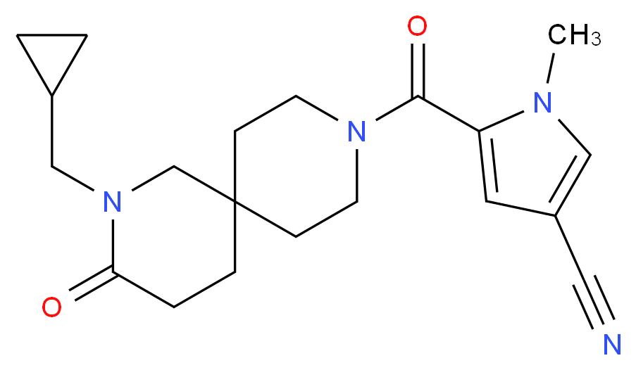 5-{[2-(cyclopropylmethyl)-3-oxo-2,9-diazaspiro[5.5]undec-9-yl]carbonyl}-1-methyl-1H-pyrrole-3-carbonitrile_Molecular_structure_CAS_)