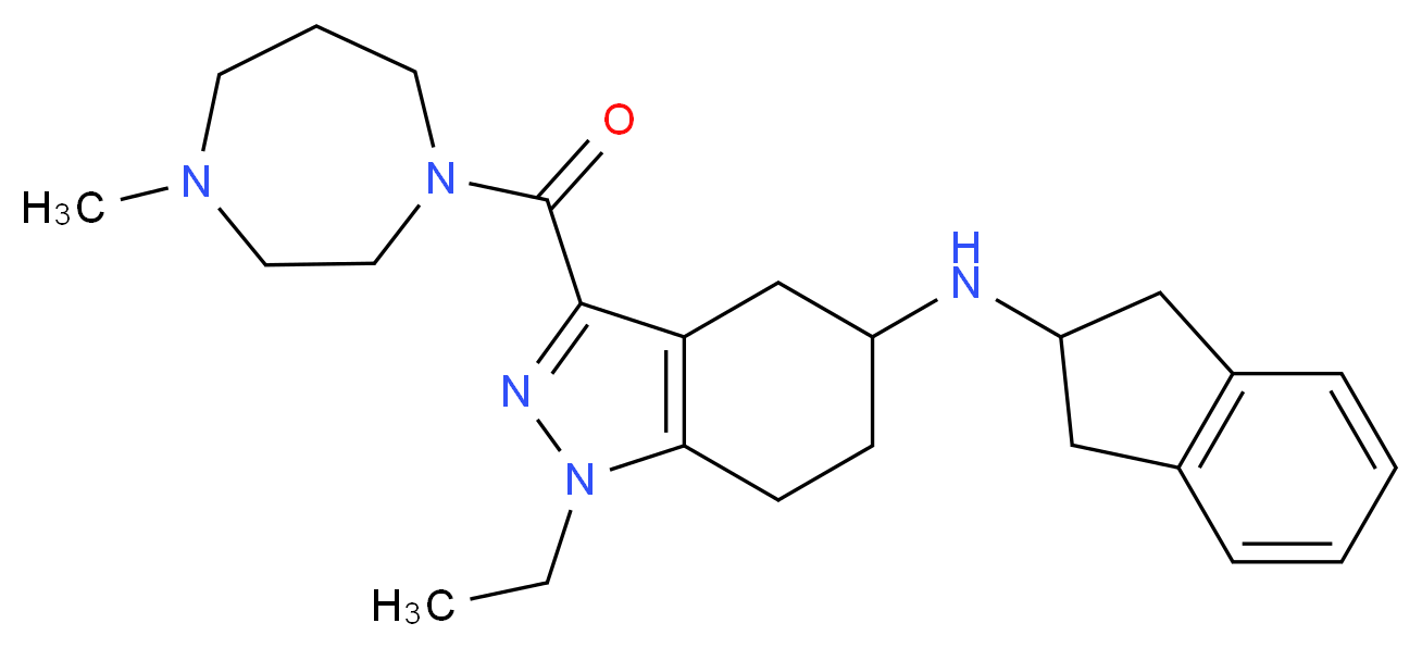 N-(2,3-dihydro-1H-inden-2-yl)-1-ethyl-3-[(4-methyl-1,4-diazepan-1-yl)carbonyl]-4,5,6,7-tetrahydro-1H-indazol-5-amine_Molecular_structure_CAS_)