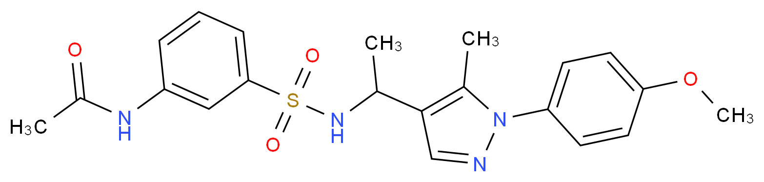 N-{3-[({1-[1-(4-methoxyphenyl)-5-methyl-1H-pyrazol-4-yl]ethyl}amino)sulfonyl]phenyl}acetamide_Molecular_structure_CAS_)