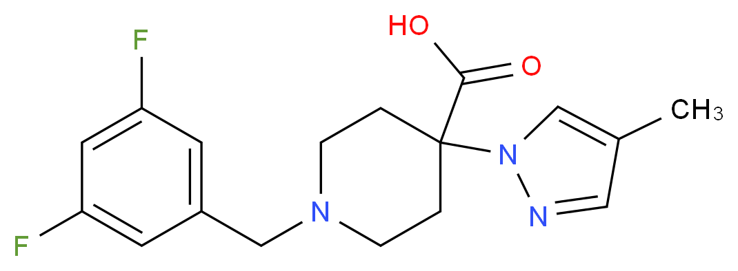 1-(3,5-difluorobenzyl)-4-(4-methyl-1H-pyrazol-1-yl)piperidine-4-carboxylic acid_Molecular_structure_CAS_)