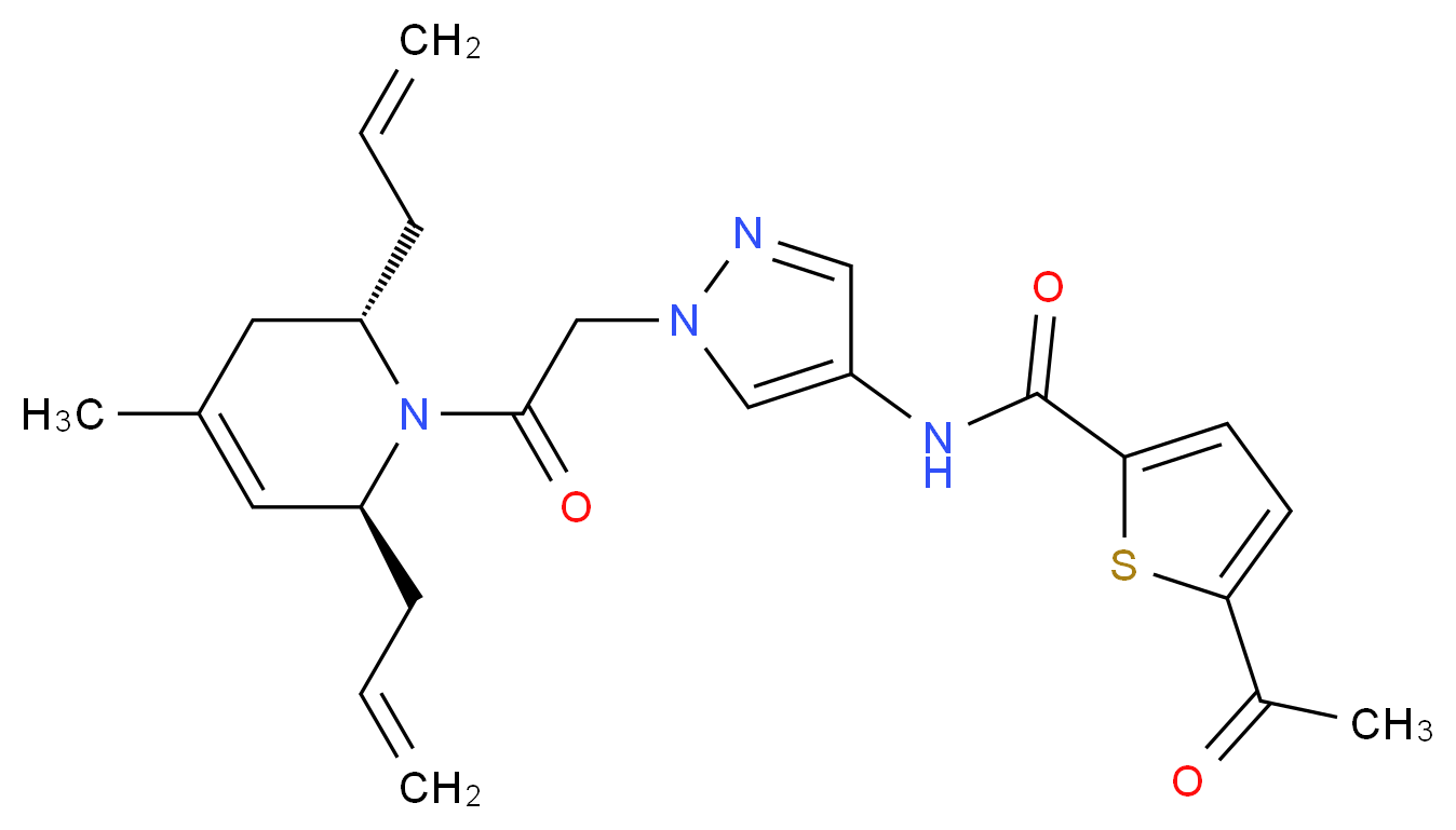 5-acetyl-N-(1-{2-[(2S*,6S*)-2,6-diallyl-4-methyl-3,6-dihydro-1(2H)-pyridinyl]-2-oxoethyl}-1H-pyrazol-4-yl)-2-thiophenecarboxamide_Molecular_structure_CAS_)