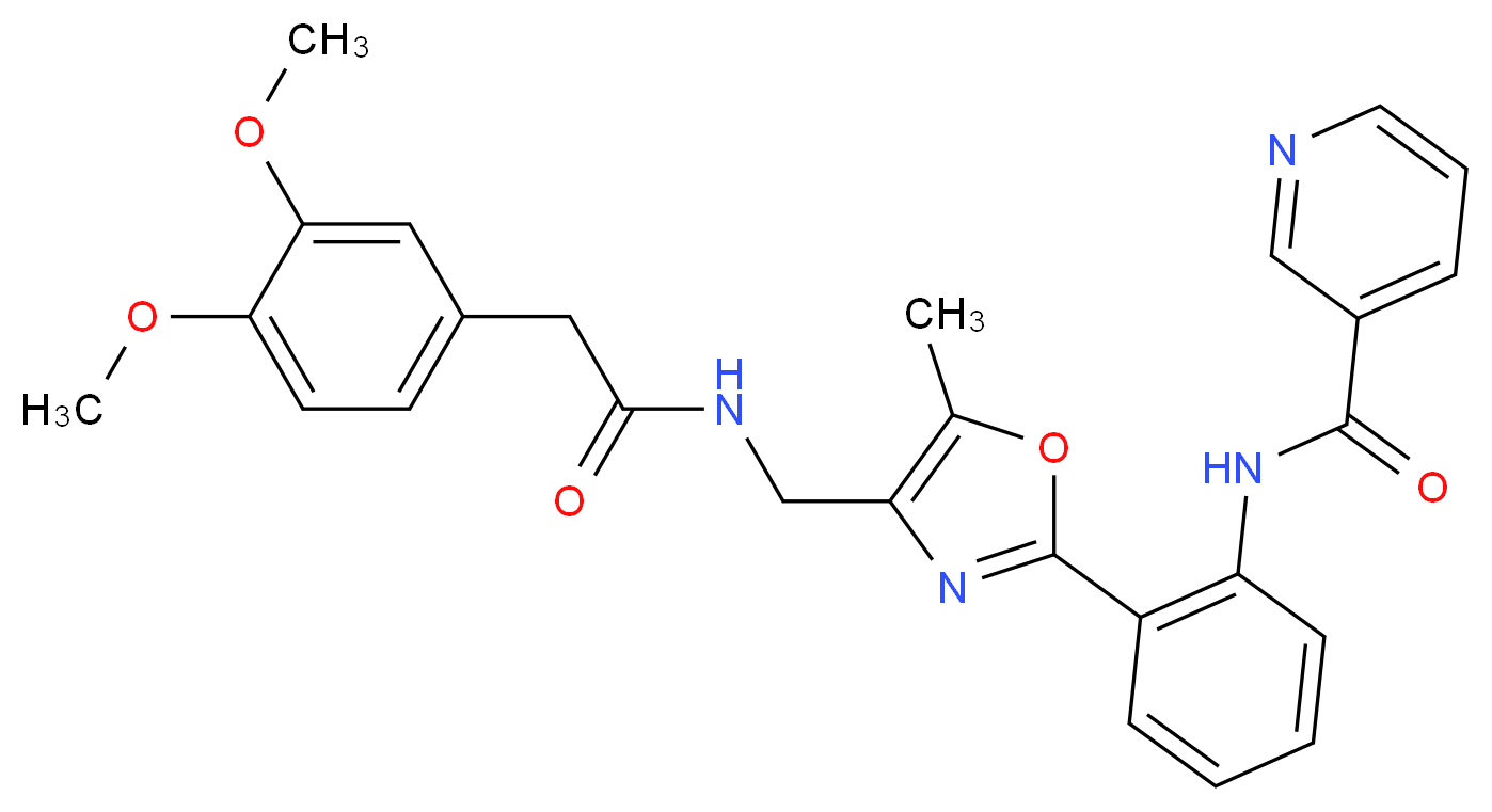 N-{2-[4-({[(3,4-dimethoxyphenyl)acetyl]amino}methyl)-5-methyl-1,3-oxazol-2-yl]phenyl}nicotinamide_Molecular_structure_CAS_)