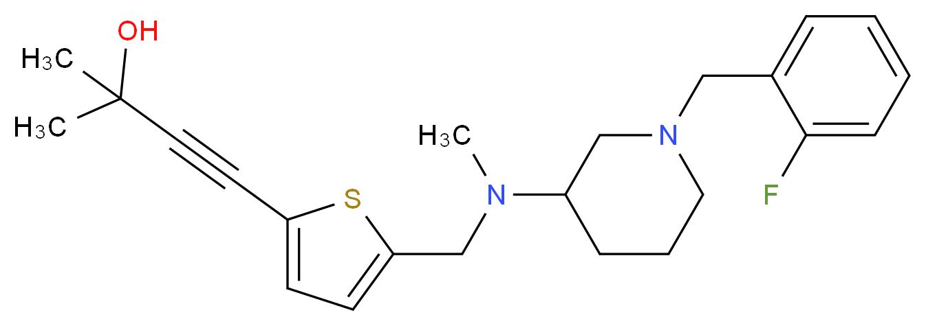 4-(5-{[[1-(2-fluorobenzyl)-3-piperidinyl](methyl)amino]methyl}-2-thienyl)-2-methyl-3-butyn-2-ol_Molecular_structure_CAS_)