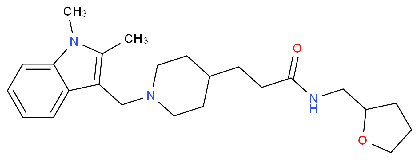3-{1-[(1,2-dimethyl-1H-indol-3-yl)methyl]-4-piperidinyl}-N-(tetrahydro-2-furanylmethyl)propanamide_Molecular_structure_CAS_)