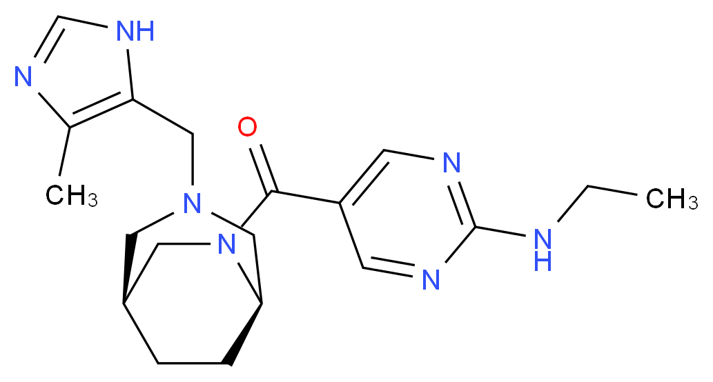 N-ethyl-5-({(1S*,5R*)-3-[(4-methyl-1H-imidazol-5-yl)methyl]-3,6-diazabicyclo[3.2.2]non-6-yl}carbonyl)-2-pyrimidinamine_Molecular_structure_CAS_)