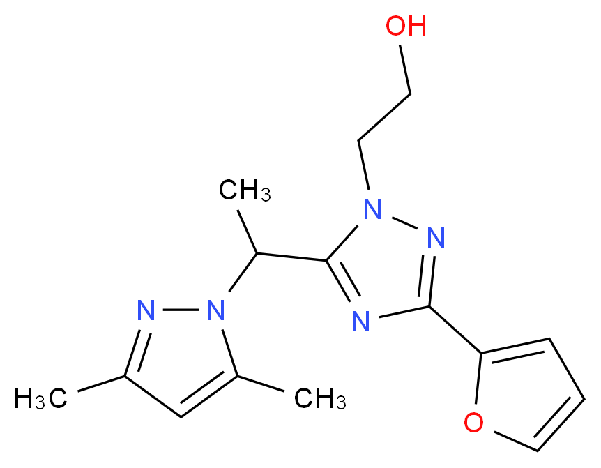 2-[5-[1-(3,5-dimethyl-1H-pyrazol-1-yl)ethyl]-3-(2-furyl)-1H-1,2,4-triazol-1-yl]ethanol_Molecular_structure_CAS_)